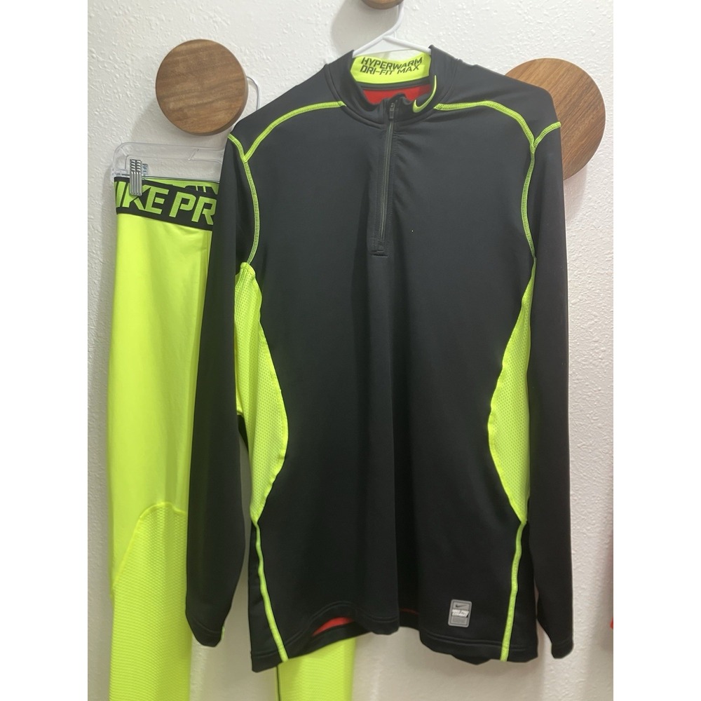 Nike Pro Combat Hyperwarm Dri-Fit Max 1/4 Zip With Fitted Pants Base Layer Large
